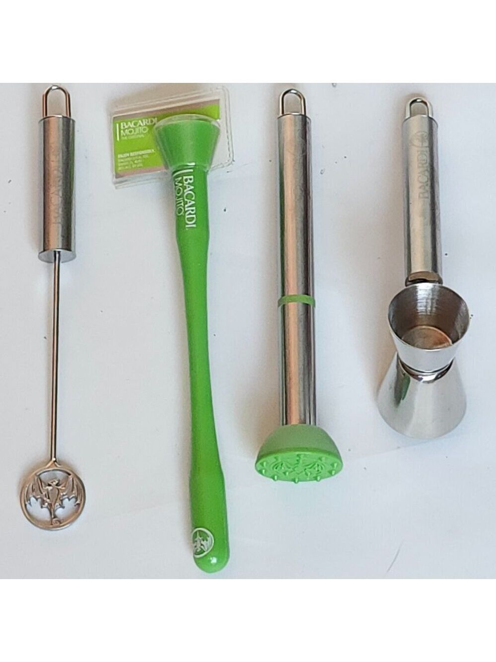 BACARDI BAT BAR SET MOJITO Cocktail Jigger Muddler Stirrer Metal